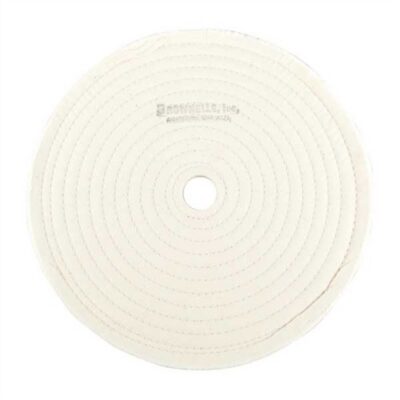 MUSLIN WHEELS MUSLIN POLISH WHEEL, STITCHED, 10” X 3/8” THICK, 1” ARBOR