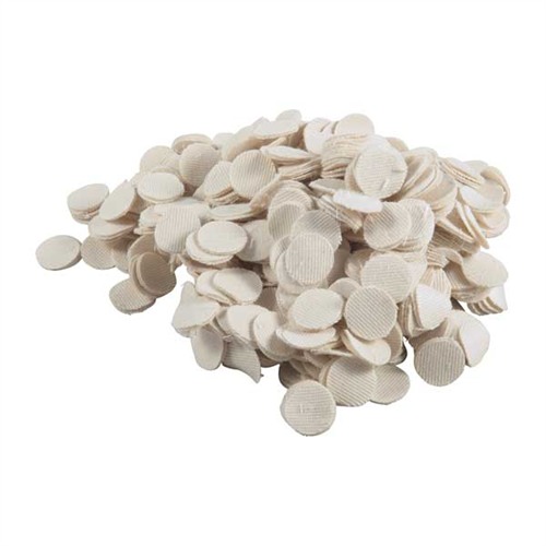 REALLY HEAVY DUTY SQUARE 100% COTTON PATCHES HEAVY DUTY COTTON ROUND PATCHES,.875”/.22-.25 CAL, 1000 PACK