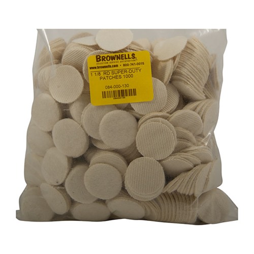 REALLY HEAVY DUTY ROUND 100% COTTON FLANNEL PATCHES HEAVY DUTY COTTON ROUND PATCHES,1.125”/.25-.284 CAL, 1000 PK