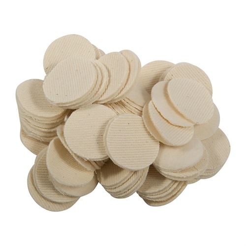 REALLY HEAVY DUTY SQUARE 100% COTTON PATCHES HEAVY DUTY COTTON ROUND PATCHES, 1.25”/.30-.35 CAL 100 PACK