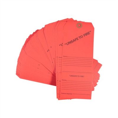 ”UNSAFE TO FIRE” TAGS UNSAFE TO FIRE TAGS, 50 PACK