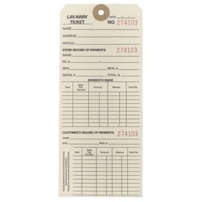 LAY-A-WAY TICKETS LAY-A-WAY TICKETS, 100 PACK