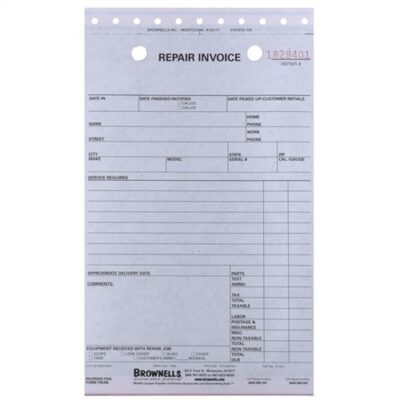 REPAIR LOG BOOKS REPAIR LOG INVOICE FORMS, 3-PART, 100 PACK