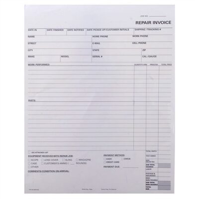 REPAIR LOG BOOKS REPAIR LOG INVOICE FORMS, 2-PART, 100 PACK