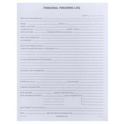 PERSONAL FIREARMS LOG PERSONAL FIREARMS LOG, 25 PACK