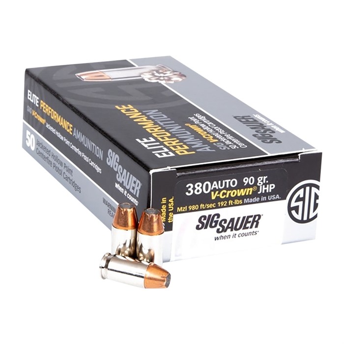 Sig Sauer Elite V-Crown Performance Pistol Ammo 380 ACP 95 gr. JHP 50 rd. Sig Sauer Elite V-Crown Performance Pistol Ammo 380 ACP 95 gr. JHP 50 rd.