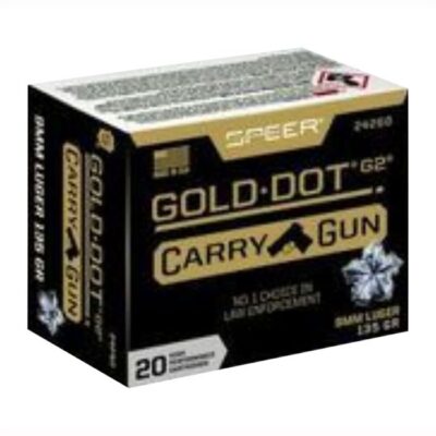 GOLD DOT CARRY GUN 9MM LUGER AMMO 9MM LUGER 135GR JACKETED HOLLOW POINT 200/CASE