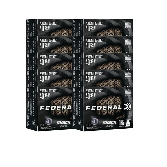 PERSONAL DEFENSE PUNCH 40 S&W AMMO 40 S&W 165GR JACKETED HOLLOW POINT 200/CASE