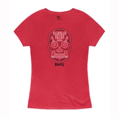 SUGAR SKULL T-SHIRTS WOMEN’S SUGAR SKULL BLEND T-SHIRT RED HEAHTER 2XL