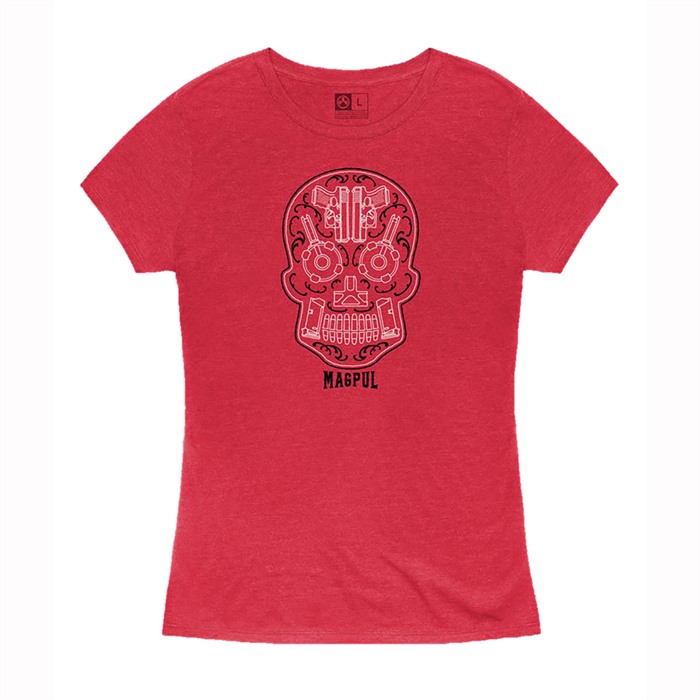 SUGAR SKULL T-SHIRTS WOMEN’S SUGAR SKULL BLEND T-SHIRT RED HEAHTER 2XL SUGAR SKULL T-SHIRTS WOMEN’S SUGAR SKULL BLEND T-SHIRT RED HEAHTER 2XL