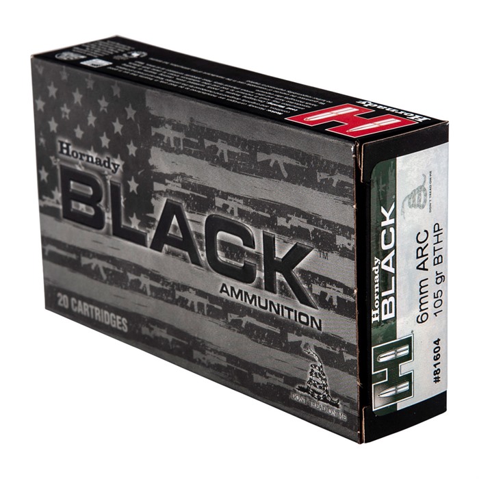 BLACK® 6MM ARC BOAT TAIL HOLLOW POINT RIFLE AMMO BLACK 6MM ARC 105GR BOAT TAIL HOLLOW POINT 200/CASE