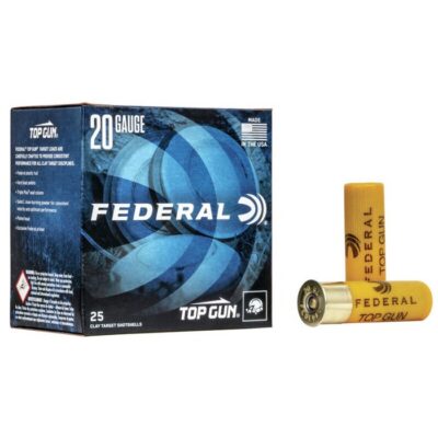 TOP GUN 20 GAUGE 2-3/4” #7.5 SHOT SHOTGUN AMMO TOP GUN 20 GAUGE 2-3/4” 7/8OZ #7.5 SHOT 1210 FPA 250/CASE