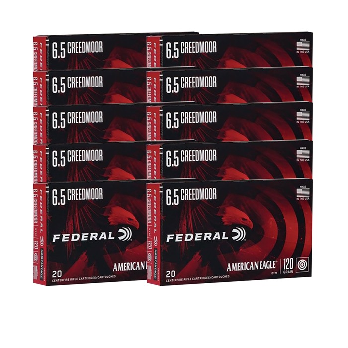 AMERICAN EAGLE 6.5 CREEDMOOR AMMUNITION AMERICAN EAGLE 6.5MM CREEDMOOR 120GR OPEN TIP MATCH 200/CASE AMERICAN EAGLE 6.5 CREEDMOOR AMMUNITION AMERICAN EAGLE 6.5MM CREEDMOOR 120GR OPEN TIP MATCH 200/CASE