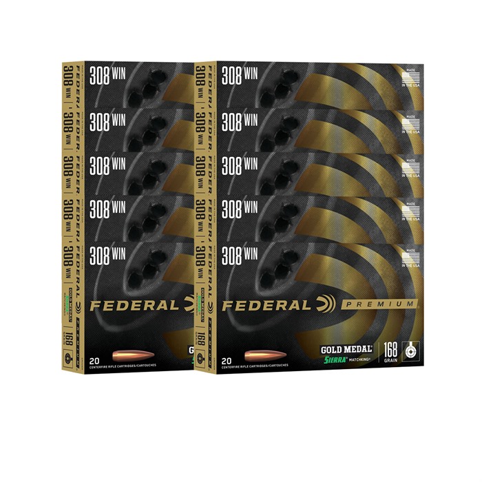 GOLD MEDAL 308 WINCHESTER RIFLE AMMO 308 WINCHESTER 168GR SIERRA MATCHKING HPBT 200/CASE