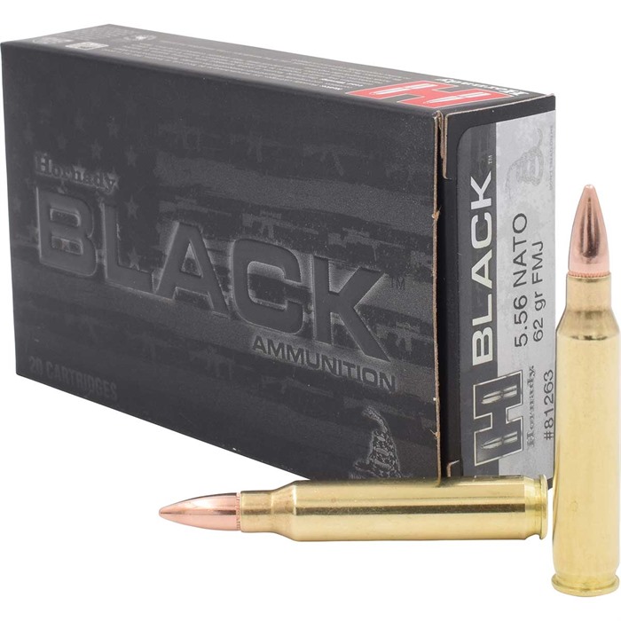 BLACK® 5.56 NATO FMJ FULL METAL JACKET RIFLE AMMO BLACK 5.56X45 NATO 62GR FMJ FULL METAL JACKET 200 CASE