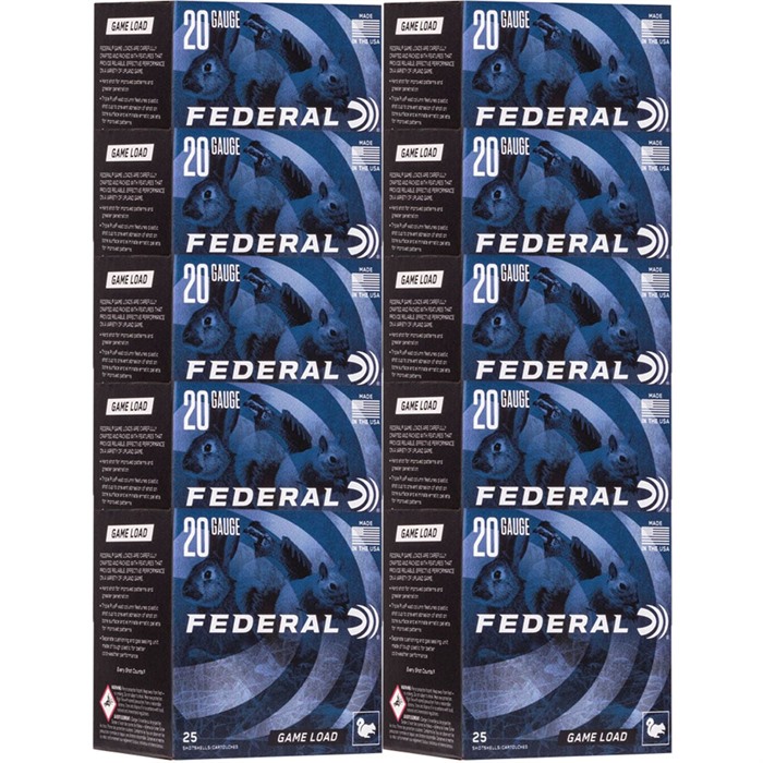 GAME LOAD UPLAND 20 GAUGE 2-3/4” #7.5 SHOT SHOTGUN AMMO GAME LOAD UPLAND 20 GAUGE 2-3/4” 7/8 OZ #7.5 SHOT 250/CASE
