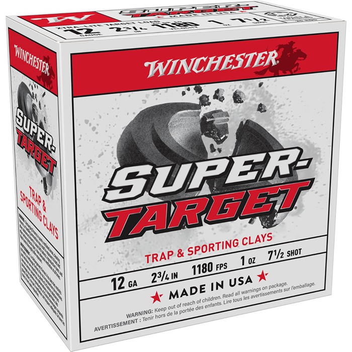 SUPER TARGET 12 GAUGE 2-3/4” # 7.5 SHOT SHOTGUN AMMO SUPER TARGET 12 GAUGE 2-3/4” 1OZ #7.5 SHOT 250/CASE