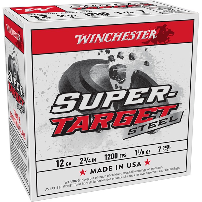 SUPER TARGET 12 GAUGE 2-3/4” #7 SHOT SHOTGUN AMMO SUPER TARGET 12 GAUGE 2-3/4” 1-1/8OZ #7 SHOT 250/CASE