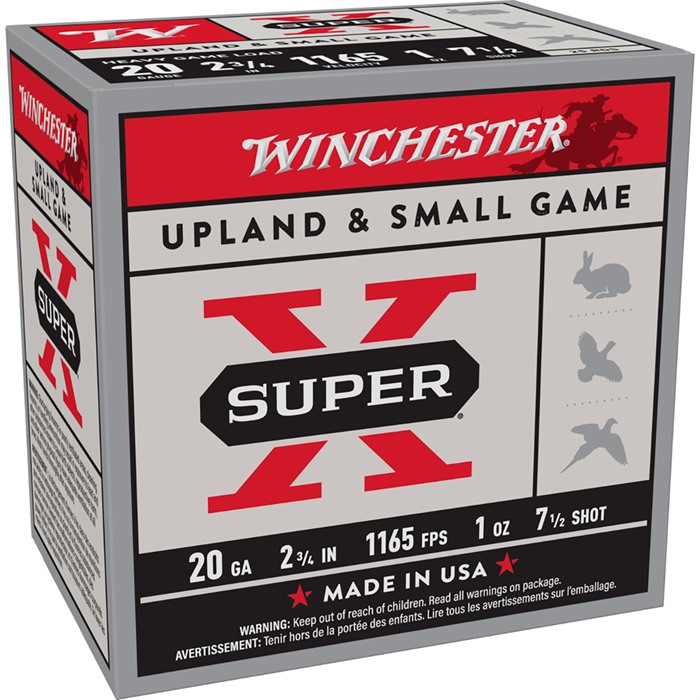 SUPER-X 20 GAUGE 2-3/4” #7.5 SHOT SHOTGUN AMMO SUPER-X 20 GAUGE 2-3/4” 1OZ #7.5 SHOT 250/CASE SUPER-X 20 GAUGE 2-3/4” #7.5 SHOT SHOTGUN AMMO SUPER-X 20 GAUGE 2-3/4” 1OZ #7.5 SHOT 250/CASE