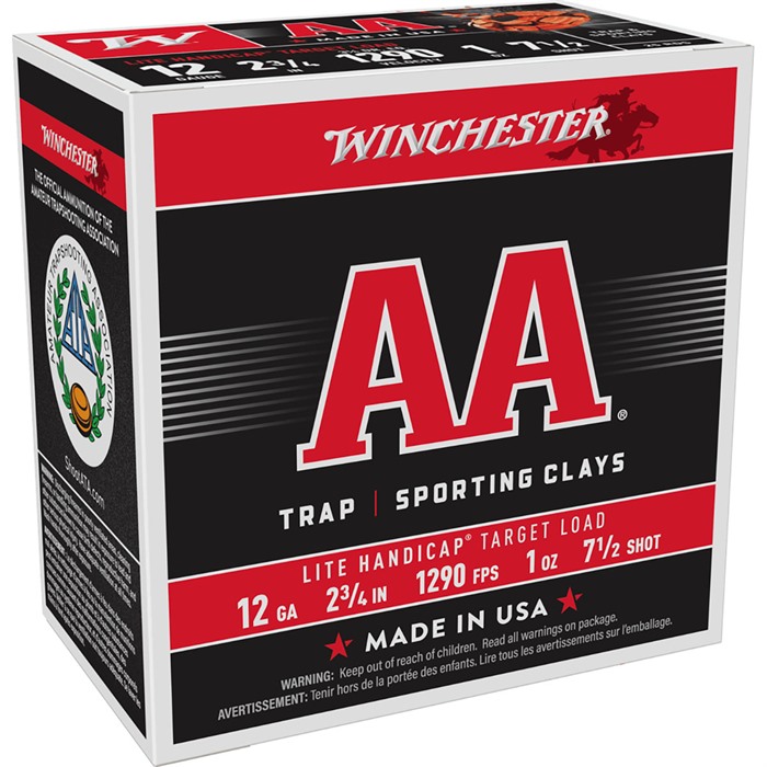 AA LITE HANDICAP 12 GAUGE 2-3/4” #7.5 SHOT SHOTGUN AMMO AA LITE HANDICAP 12 GAUGE 2-3/4” 1OZ #7.5 SHOT 250/CASE AA LITE HANDICAP 12 GAUGE 2-3/4” #7.5 SHOT SHOTGUN AMMO AA LITE HANDICAP 12 GAUGE 2-3/4” 1OZ #7.5 SHOT 250/CASE
