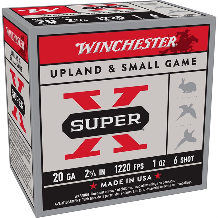 SUPER-X 20 GAUGE 2-3/4” # 6 SHOT SHOTGUN AMMO SUPER-X 20 GAUGE 2-3/4” 1OZ #6 SHOT 250/CASE SUPER-X 20 GAUGE 2-3/4” # 6 SHOT SHOTGUN AMMO SUPER-X 20 GAUGE 2-3/4” 1OZ #6 SHOT 250/CASE