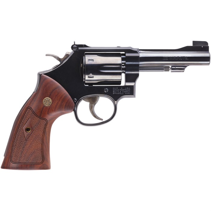 Smith & Wesson Model 48 Classic 4″ 22 Mag Revolver, Blue/Black, 6rd, Wood Grips, RR/WO Smith & Wesson Model 48 Classic 4″ 22 Mag Revolver, Blue/Black, 6rd, Wood Grips, RR/WO