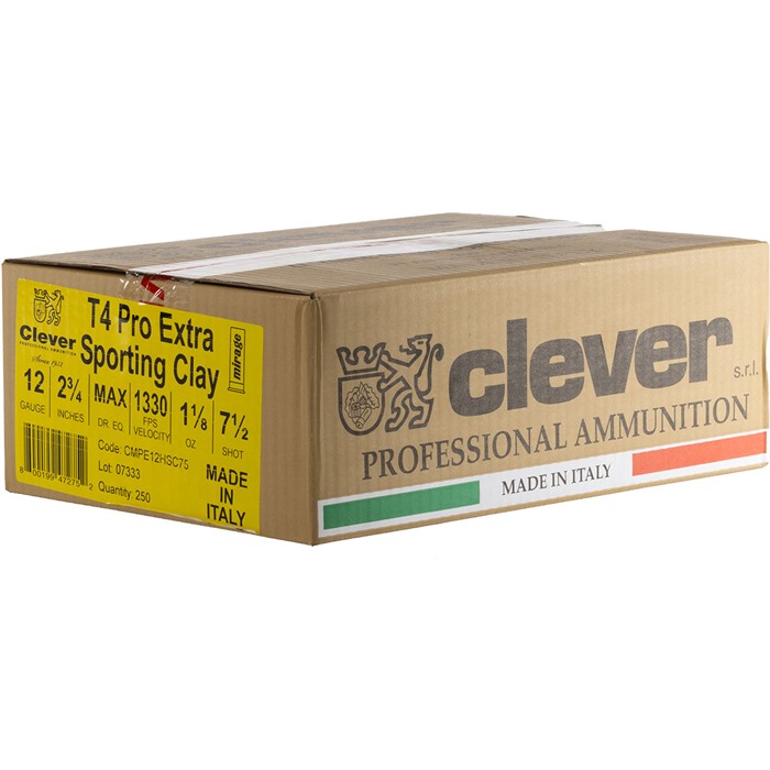 MIRAGE PRO EXTRA T4 12 GAUGE 2-3/4” #7.5 SHOT SHOTGUN AMMO MIRAGE PRO EXTRA T4 12 GAUGE 2-3/4” 1-1/8OZ #7.5 SHOT 250/CS