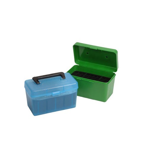 MTM Deluxe Ammo Box 100 Round Handle 22-250 to 458 Win Clr-Blue MTM Deluxe Ammo Box 100 Round Handle 22-250 to 458 Win Clr-Blue
