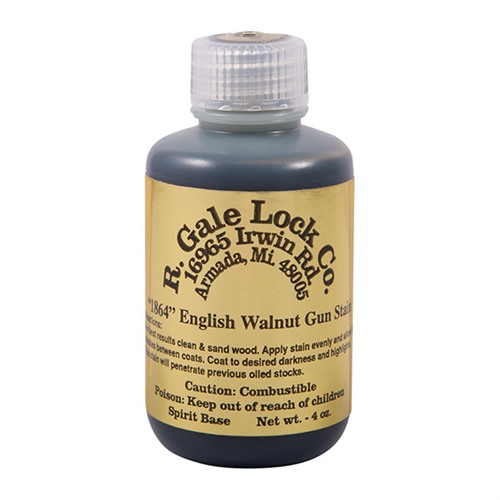 GUN STOCK STAIN 1864 ENGLISH WALNUT STAIN, 4 OZ. GUN STOCK STAIN 1864 ENGLISH WALNUT STAIN, 4 OZ.