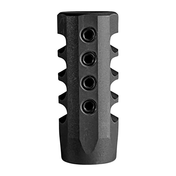 243 CALIBER 4-PORT SIDE BAFFLE BRAKE 243 CAL SIDE-BAFFLE BRAKE 4-PORT 1/2-28” W/308 CRUSH WASHER 243 CALIBER 4-PORT SIDE BAFFLE BRAKE 243 CAL SIDE-BAFFLE BRAKE 4-PORT 1/2-28” W/308 CRUSH WASHER