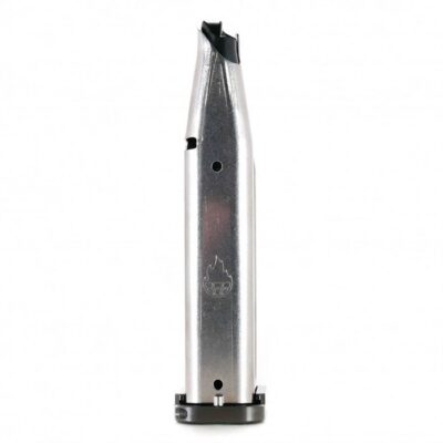 Atlas Gunworks 3501-26950 Premuim 9mm 18 Round 126mm IDPA Legal Magazine Stainless Steel with Black Base Pad