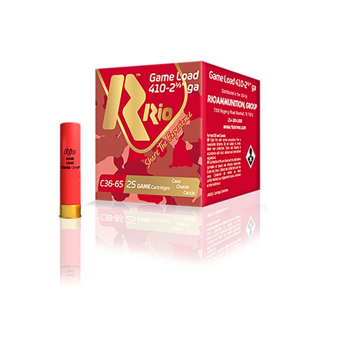 GAME LOAD 410 BORE 3” #6 SHOT SHOTGUN AMMO GAME LOAD 410 BORE 3” 11/16OZ #6 SHOT 25/BOX