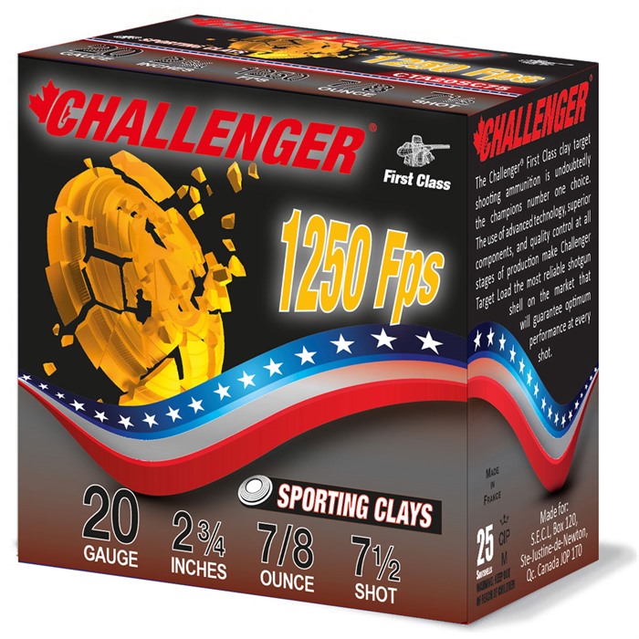 FIRST CLASS SPORTING CLAY 20 GAUGE SHOTGUN AMMO FIRST CLASS SPORTING CLAY 20 GA 2-3/4” 7/8OZ #7.5 250/CASE