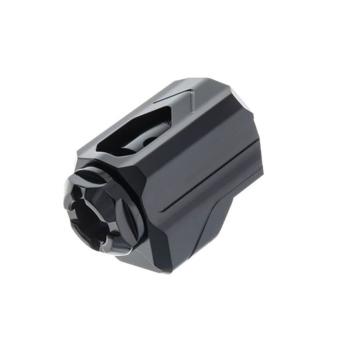 T-COMP COMPENSATOR FOR HANDGUNS UNIVERSAL W/ 1/2”X28 THREAD UNI-COMP COMPENSATOR FOR 9MM UNIVERSAL BLACK W/BLACK SCREW