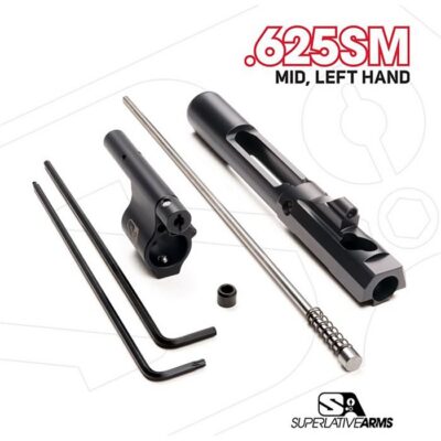 AR-15 ADJUSTABLE PISTON SYSTEM W/0.625” GAS BLOCK LEFT HAND AR-15 ADJ PISTON SYSTEM W/SOLID .625” GAS BLOCK MIDLENGTH LH