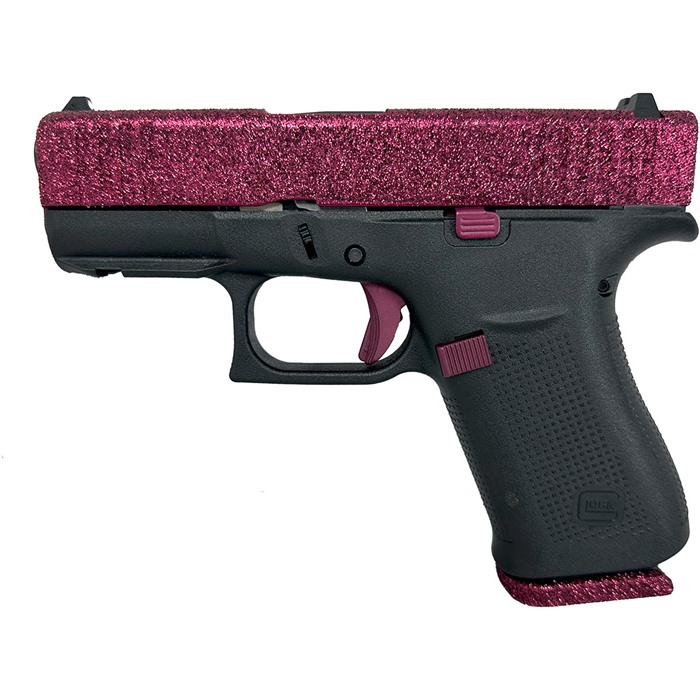 43X CUSTOM 9MM BLK CHERRY GLITTER SEMI-AUTO HANDGUN W/FRONT RAIL GLOCK 43X 9MM LUGER 3.41” BBL (2)10RD BLACK CHERRY GLITTER 43X CUSTOM 9MM BLK CHERRY GLITTER SEMI-AUTO HANDGUN W/FRONT RAIL GLOCK 43X 9MM LUGER 3.41” BBL (2)10RD BLACK CHERRY GLITTER