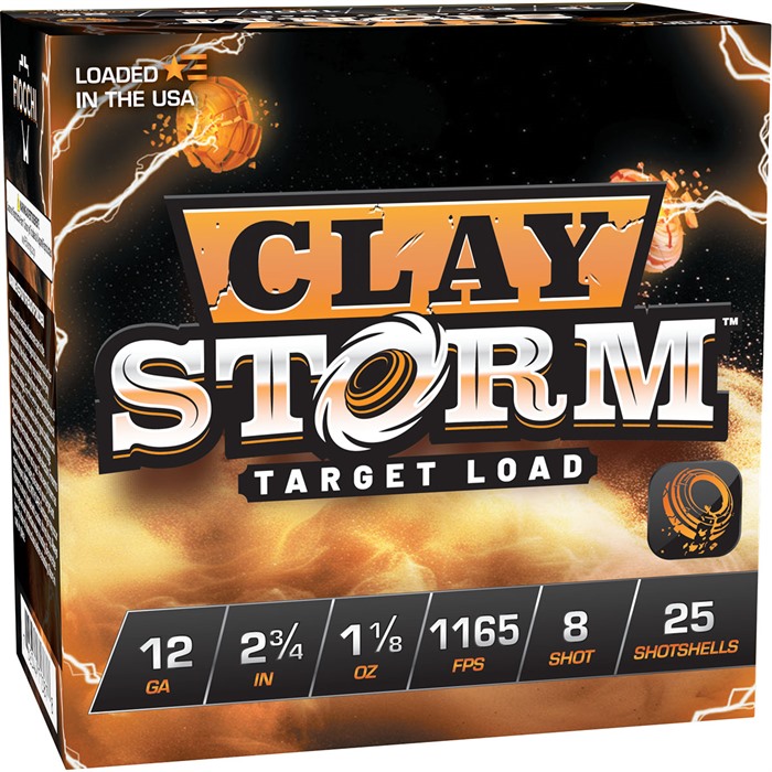 CLAY STORM 12 GAUGE #7.5 SHOT SHOTGUN AMMO CLAY STORM 12 GAUGE 2-3/4” 1-1/8OZ #8 SHOT 1165 FPS 25/BOX CLAY STORM 12 GAUGE #7.5 SHOT SHOTGUN AMMO CLAY STORM 12 GAUGE 2-3/4” 1-1/8OZ #8 SHOT 1165 FPS 25/BOX