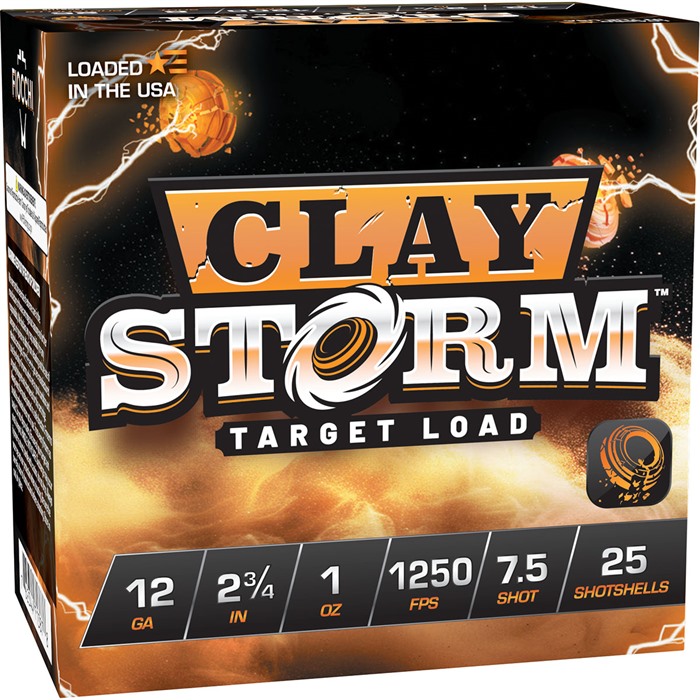 CLAY STORM 12 GAUGE #7.5 SHOT SHOTGUN AMMO CLAY STORM 12 GAUGE 2-3/4” 1OZ #7.5 SHOT 1250 FPS 25/BOX CLAY STORM 12 GAUGE #7.5 SHOT SHOTGUN AMMO CLAY STORM 12 GAUGE 2-3/4” 1OZ #7.5 SHOT 1250 FPS 25/BOX