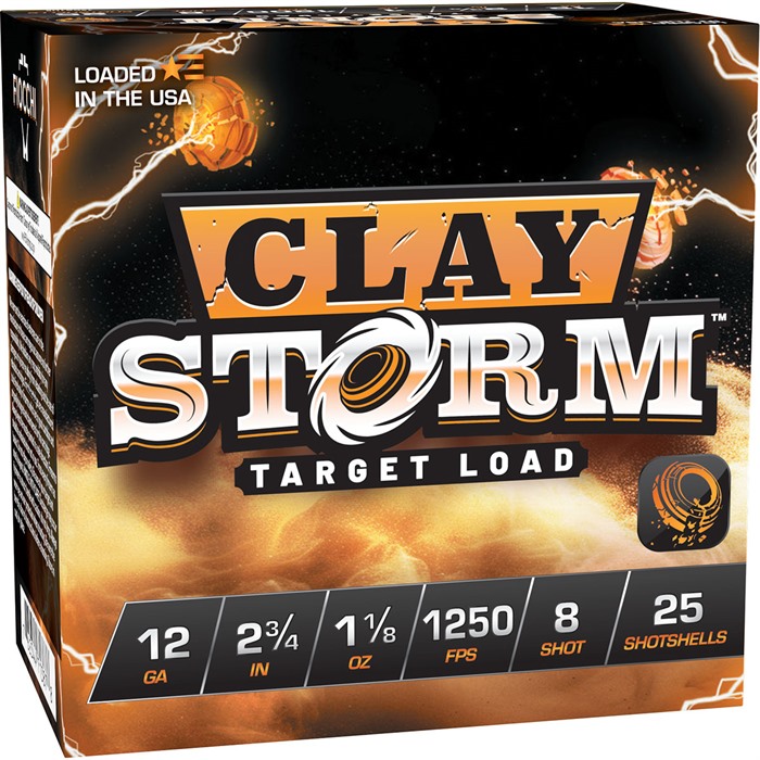 CLAY STORM 12 GAUGE #8 SHOT SHOTGUN AMMO CLAY STORM 12 GAUGE 2-3/4” 1-1/8OZ #8 SHOT 1250 FPS 25/BOX CLAY STORM 12 GAUGE #8 SHOT SHOTGUN AMMO CLAY STORM 12 GAUGE 2-3/4” 1-1/8OZ #8 SHOT 1250 FPS 25/BOX