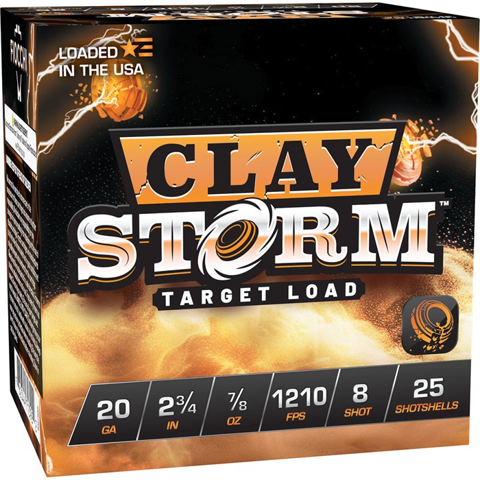 CLAY STORM 20 GAUGE SHOTGUN AMMO CLAY STORM 20 GAUGE 2-3/4” 7/8OZ #8 SHOT 1210 FPS 25/BOX CLAY STORM 20 GAUGE SHOTGUN AMMO CLAY STORM 20 GAUGE 2-3/4” 7/8OZ #8 SHOT 1210 FPS 25/BOX