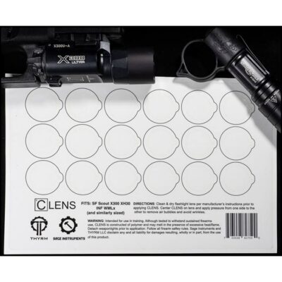 CLENS LENS PROTECTION FOR FLASHLIGHTS AND WEAPON LIGHTS CLENS 18S SMALL SIZE HALF SHEET