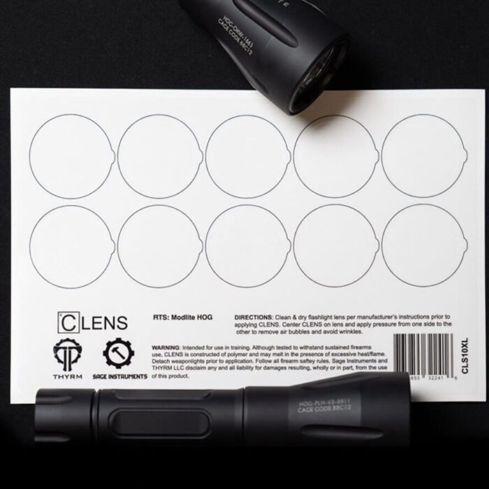 CLENS LENS PROTECTION FOR FLASHLIGHTS AND WEAPON LIGHTS CLENS 10XL XL SIZE HALF SHEET CLENS LENS PROTECTION FOR FLASHLIGHTS AND WEAPON LIGHTS CLENS 10XL XL SIZE HALF SHEET