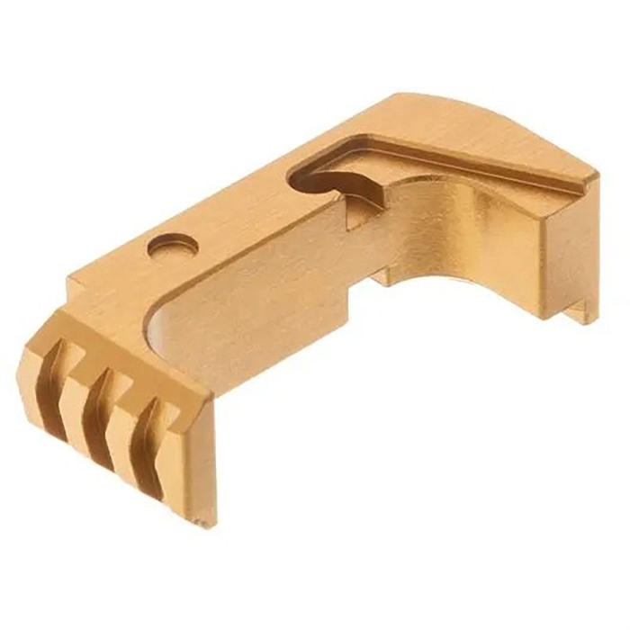 EXTENDED MAGAZINE RELEASES FITS SA15 MAGS FOR GLOCK® 43X/48 EXTENDED MAGAZINE RELEASE FOR GLOCK 43X/48 STEEL/GOLD