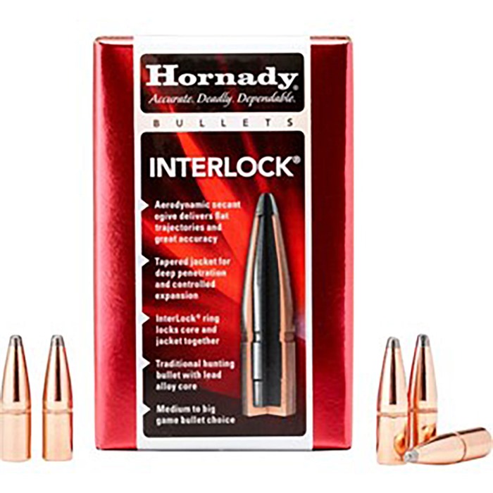 INTERLOCK 6.5MM (0.264”) SOFT POINT BULLETS INTERLOCK® 6.5MM CALIBER (0.264”) 140GR SPIRE POINT 100/BOX INTERLOCK 6.5MM (0.264”) SOFT POINT BULLETS INTERLOCK® 6.5MM CALIBER (0.264”) 140GR SPIRE POINT 100/BOX