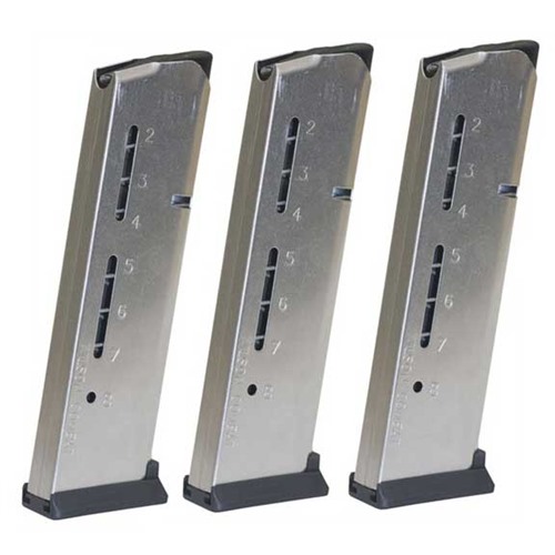 ELITE TACTCAL 1911 45 ACP HANDGUN MAGAZINE WITH POLYMER BASE GOVT .45 ACP 8-RD, SILVER, POLYMER BASE 3-PACK ELITE TACTCAL 1911 45 ACP HANDGUN MAGAZINE WITH POLYMER BASE GOVT .45 ACP 8-RD, SILVER, POLYMER BASE 3-PACK