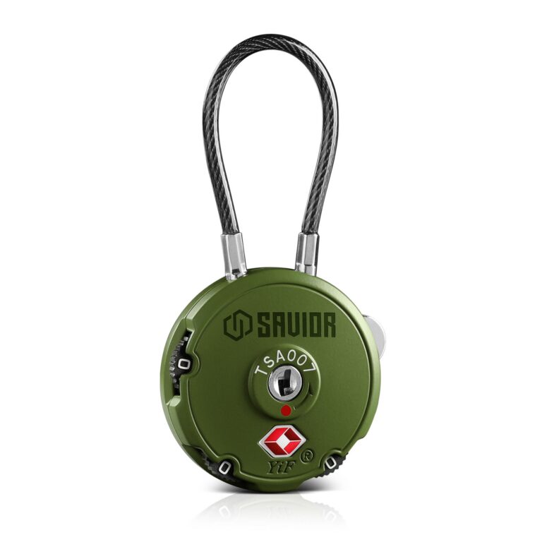 Savior Equipment LK-ROUND-OG – 3-Digit 3.35″ OD Green Zinc Alloy Keyless Lock Cable Lock