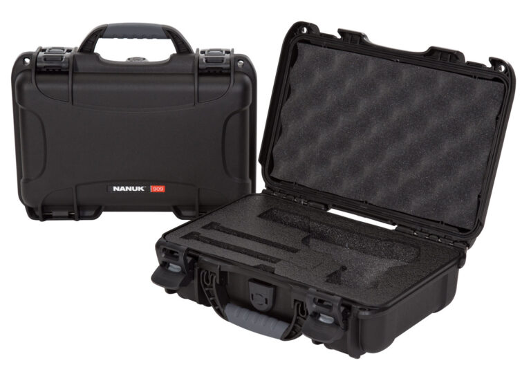 Nanuk 909CLASG1 909 Classic Gun Case Waterproof & Airline Approved Black Polyethylene w/ Closed-Cell Foam 11.44″ L x 7″ W x 3.68″ H Interior Dimensions Nanuk 909CLASG1 909 Classic Gun Case Waterproof & Airline Approved Black Polyethylene w/ Closed-Cell Foam 11.44″ L x 7″ W x 3.68″ H Interior Dimensions
