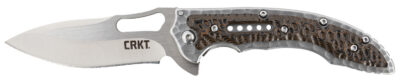 CRKT 5460 Fossil  Compact 3.41″ Folding Drop Point Plain Satin 8Cr13MoV SS Blade, Brown G10/SS Handle, Includes Pocket Clip