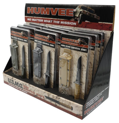 Humvee Adventure Gear HMVDBUSMC Humvee Combat Knife Display 3.5″ USMC Combat Knife Display