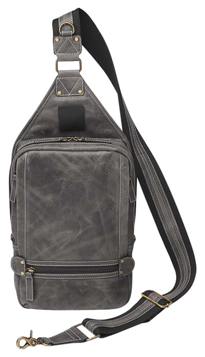 Gun Tote’n Mamas/Kingport GTMCZY108GREY Sling Backpack  Gray Leather Includes Standard Holster